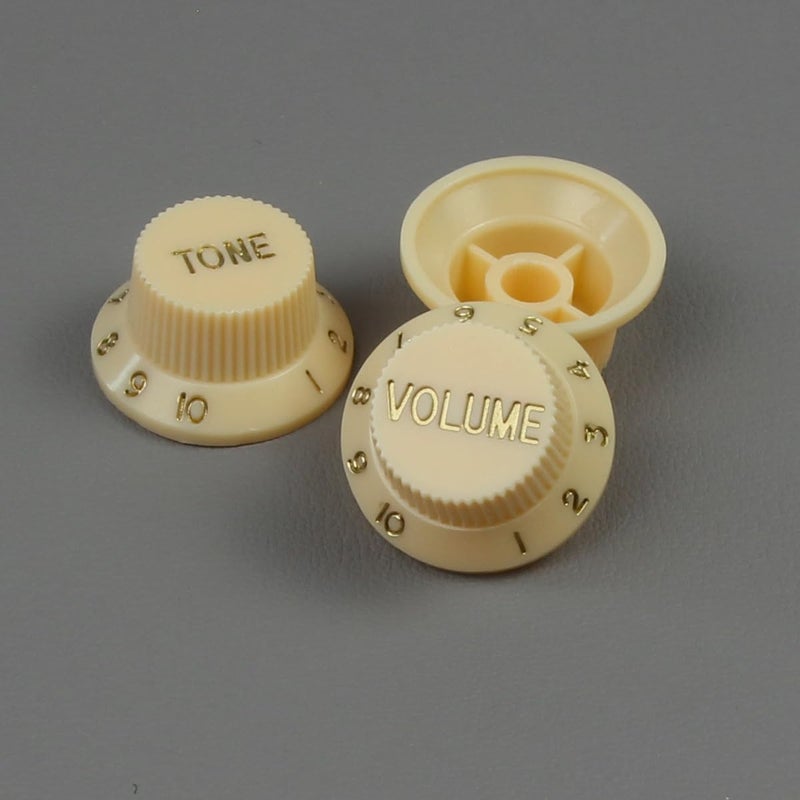 FLEOR Speed Control Knobs 2T1V Guitar Knob Set Cream with Golden Scale Fit ST Style Electric Guitar Part - Image 2